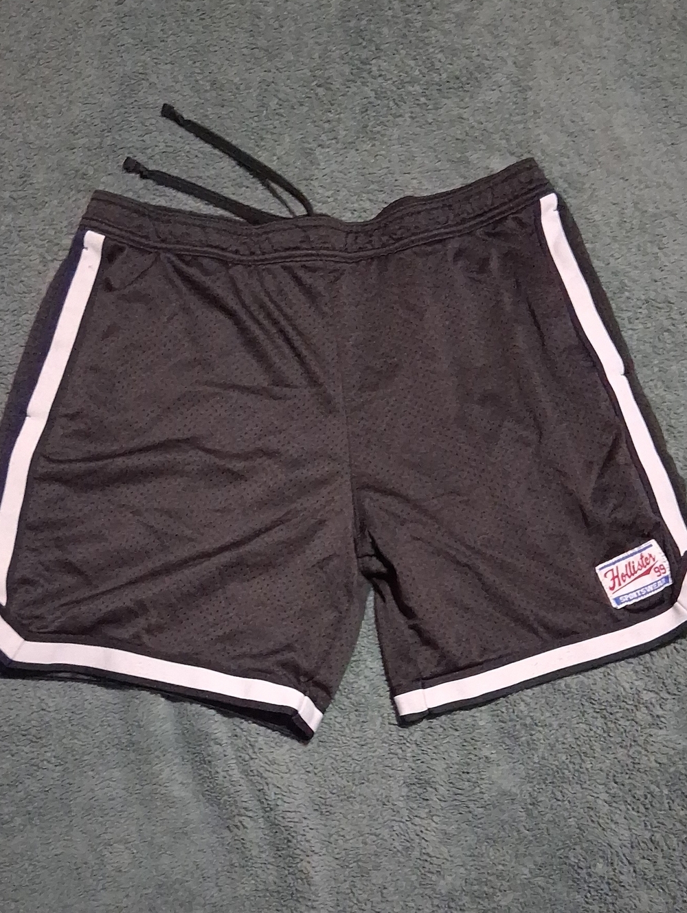 Hollister Black Athletic Mesh Shorts with White Trim Men